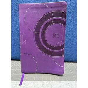 The Holy Bible King James Version Purple Leather 1987 Red-Letter Edition Flaw